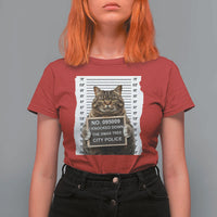 Funny Cat Christmas T Shirt For Women Mugshot I Knocked Down The Xmas Tree - Wonder Print Shop
