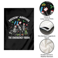 Christmas ER Nurse Garden Flag Rockin Around Skeleton Emergency Room RN - Wonder Print Shop
