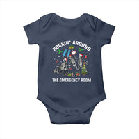 Christmas ER Nurse Baby Onesie Rockin Around Skeleton Emergency Room RN - Wonder Print Shop