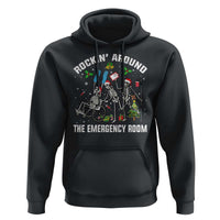 Christmas ER Nurse Hoodie Rockin Around Skeleton Emergency Room RN - Wonder Print Shop