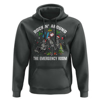 Christmas ER Nurse Hoodie Rockin Around Skeleton Emergency Room RN - Wonder Print Shop