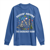 Christmas ER Nurse Long Sleeve Shirt Rockin Around Skeleton Emergency Room RN - Wonder Print Shop