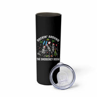 Christmas ER Nurse Skinny Tumbler Rockin Around Skeleton Emergency Room RN - Wonder Print Shop