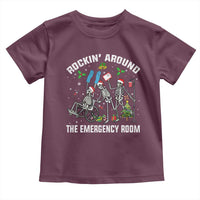 Christmas ER Nurse Toddler T Shirt Rockin Around Skeleton Emergency Room RN - Wonder Print Shop