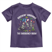 Christmas ER Nurse Toddler T Shirt Rockin Around Skeleton Emergency Room RN - Wonder Print Shop