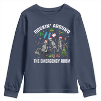 Christmas ER Nurse Youth Sweatshirt Rockin Around Skeleton Emergency Room RN - Wonder Print Shop