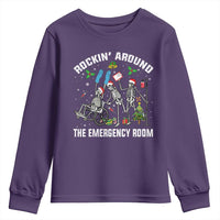 Christmas ER Nurse Youth Sweatshirt Rockin Around Skeleton Emergency Room RN - Wonder Print Shop