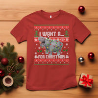 Funny Christmas T Shirt I Want A Hippopotamus For Xmas Moo Deng Ugly Gift - Wonder Print Shop