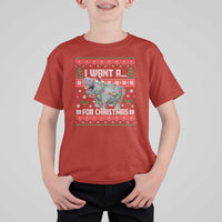 Funny Christmas T Shirt For Kid I Want A Hippopotamus For Xmas Moo Deng Ugly Gift - Wonder Print Shop