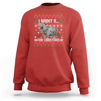 Funny Christmas Sweatshirt I Want A Hippopotamus For Xmas Moo Deng Ugly Gift - Wonder Print Shop