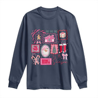 Pink Christmas Long Sleeve Shirt Old Xmas Vintage Pink Santa Claus - Wonder Print Shop
