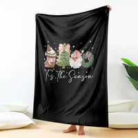Christmas Tis The Season Throw Blanket Cute Winter Old Xmas Vintage Pink Santa Claus - Wonder Print Shop