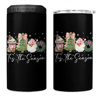Christmas Tis The Season 4 in 1 Can Cooler Tumbler Cute Winter Old Xmas Vintage Pink Santa Claus - Wonder Print Shop