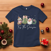 Christmas Tis The Season T Shirt Cute Winter Old Xmas Vintage Pink Santa Claus - Wonder Print Shop