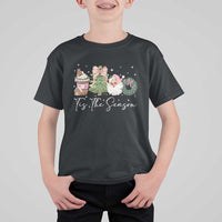 Christmas Tis The Season T Shirt For Kid Cute Winter Old Xmas Vintage Pink Santa Claus - Wonder Print Shop