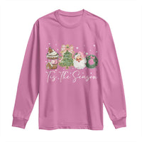 Christmas Tis The Season Long Sleeve Shirt Cute Winter Old Xmas Vintage Pink Santa Claus - Wonder Print Shop