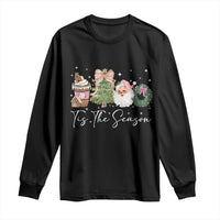 Christmas Tis The Season Long Sleeve Shirt Cute Winter Old Xmas Vintage Pink Santa Claus - Wonder Print Shop
