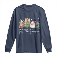 Christmas Tis The Season Long Sleeve Shirt Cute Winter Old Xmas Vintage Pink Santa Claus - Wonder Print Shop