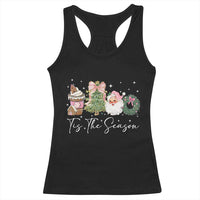 Christmas Tis The Season Racerback Tank Top Cute Winter Old Xmas Vintage Pink Santa Claus - Wonder Print Shop