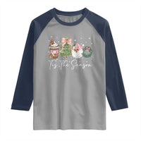 Christmas Tis The Season Raglan Shirt Cute Winter Old Xmas Vintage Pink Santa Claus - Wonder Print Shop