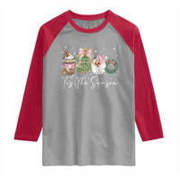 Christmas Tis The Season Raglan Shirt Cute Winter Old Xmas Vintage Pink Santa Claus - Wonder Print Shop