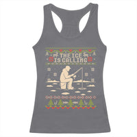 Funny Christmas Ice Fishing Racerback Tank Top Merry Fishmas Fish Fishing Ugly Xmas - Wonder Print Shop