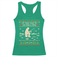 Funny Christmas Ice Fishing Racerback Tank Top Merry Fishmas Fish Fishing Ugly Xmas - Wonder Print Shop