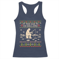 Funny Christmas Ice Fishing Racerback Tank Top Merry Fishmas Fish Fishing Ugly Xmas - Wonder Print Shop