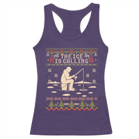 Funny Christmas Ice Fishing Racerback Tank Top Merry Fishmas Fish Fishing Ugly Xmas - Wonder Print Shop
