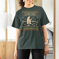 Funny Christmas Ice Fishing T Shirt For Women Merry Fishmas Fish Fishing Ugly Xmas - Wonder Print Shop