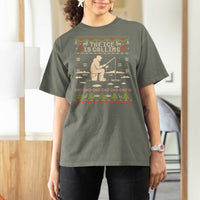 Funny Christmas Ice Fishing T Shirt For Women Merry Fishmas Fish Fishing Ugly Xmas - Wonder Print Shop