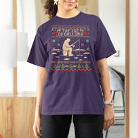 Funny Christmas Ice Fishing T Shirt For Women Merry Fishmas Fish Fishing Ugly Xmas - Wonder Print Shop