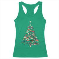 Fishing Lure Christmas Tree Racerback Tank Top Retro Fisherman Xmas Fish Fly - Wonder Print Shop