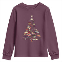 Fishing Lure Christmas Tree Youth Sweatshirt Retro Fisherman Xmas Fish Fly - Wonder Print Shop