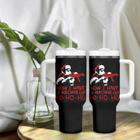 Now I Have A Machine Gun Tumbler With Handle Funny Retro Christmas 90s Movie Santa Gun Lovers - Wonder Print Shop