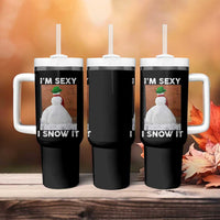 Sarcastic Snowman Tumbler With Handle Funny Christmas I'm Sexy and I Snow It - Wonder Print Shop