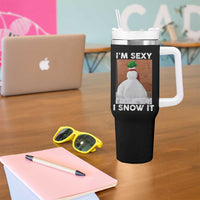 Sarcastic Snowman Tumbler With Handle Funny Christmas I'm Sexy and I Snow It - Wonder Print Shop