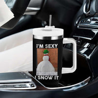 Sarcastic Snowman Tumbler With Handle Funny Christmas I'm Sexy and I Snow It - Wonder Print Shop