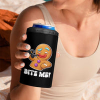 Funny Xmas Gingerbread Man 4 in 1 Can Cooler Tumbler Funny Sexy Cookie Bite Me - Wonder Print Shop