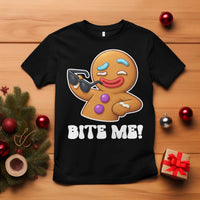 Funny Xmas Gingerbread Man T Shirt Funny Sexy Cookie Bite Me - Wonder Print Shop