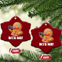 Funny Xmas Gingerbread Man Ceramic Ornament Funny Sexy Cookie Bite Me - undefined