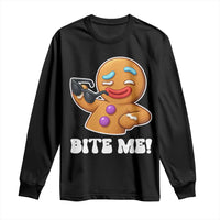 Funny Xmas Gingerbread Man Long Sleeve Shirt Funny Sexy Cookie Bite Me - Wonder Print Shop