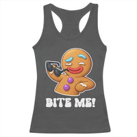 Funny Xmas Gingerbread Man Racerback Tank Top Funny Sexy Cookie Bite Me - Wonder Print Shop