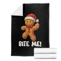 Funny Xmas Gingerbread Man Throw Blanket Cookie Bite Me - Wonder Print Shop