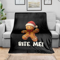 Funny Xmas Gingerbread Man Throw Blanket Cookie Bite Me - Wonder Print Shop