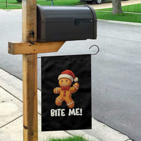 Funny Xmas Gingerbread Man Garden Flag Cookie Bite Me - Wonder Print Shop