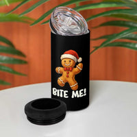 Funny Xmas Gingerbread Man 4 in 1 Can Cooler Tumbler Cookie Bite Me - Wonder Print Shop