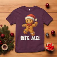 Funny Xmas Gingerbread Man T Shirt Cookie Bite Me - Wonder Print Shop