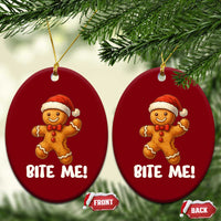 Funny Xmas Gingerbread Man Ceramic Ornament Cookie Bite Me - Wonder Print Shop