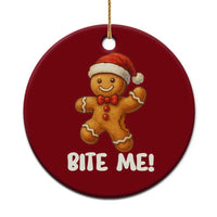 Funny Xmas Gingerbread Man Ceramic Ornament Cookie Bite Me - Wonder Print Shop